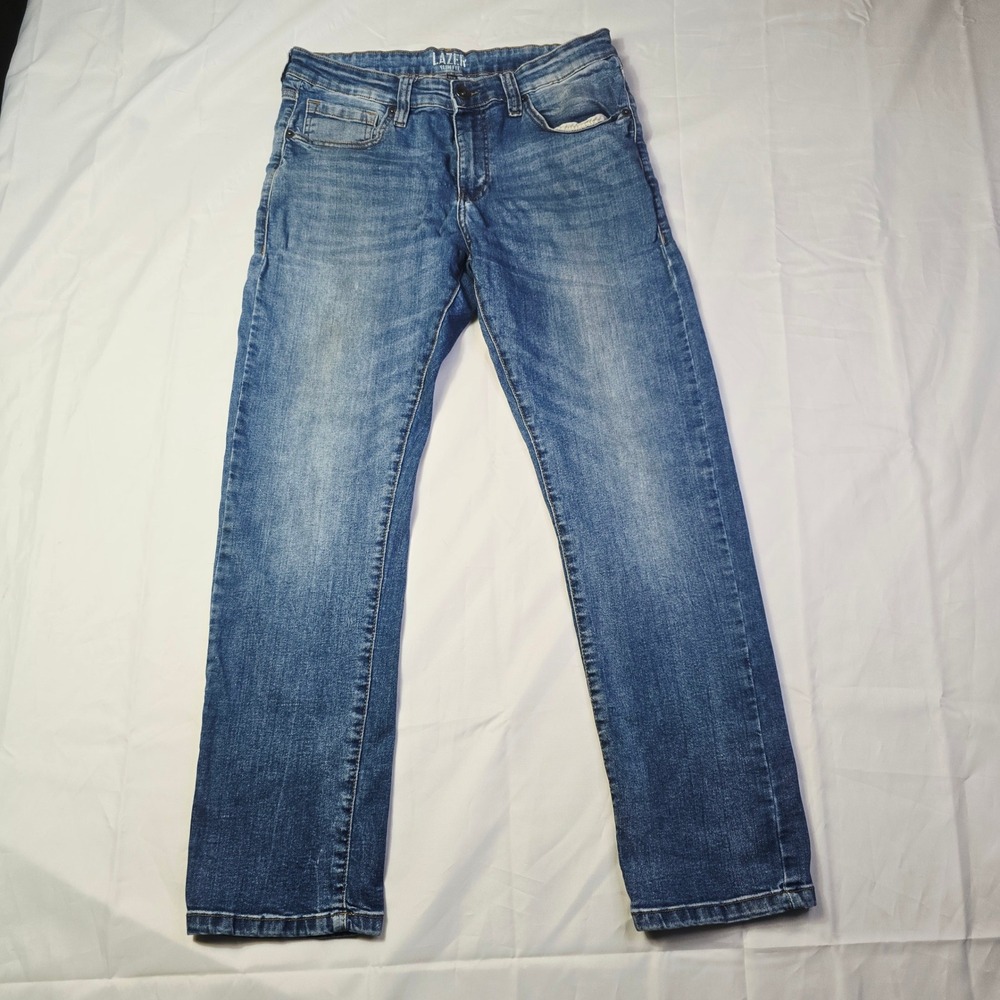 Lazer Men Slim Fit Jeans 32x30 Blue Medium Wash Denim Pants Q91